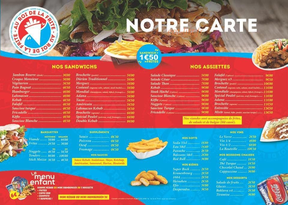 Au Roi De La Frite — carte page 1