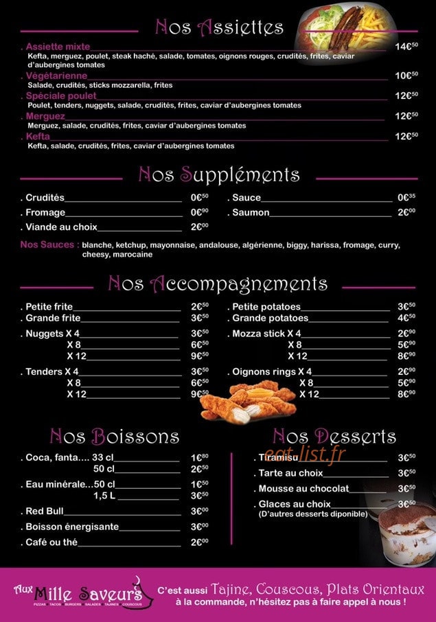 Aux Mille Saveurs — carte page 4