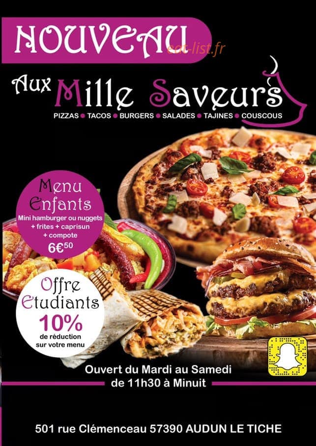 Aux Mille Saveurs — carte page 1