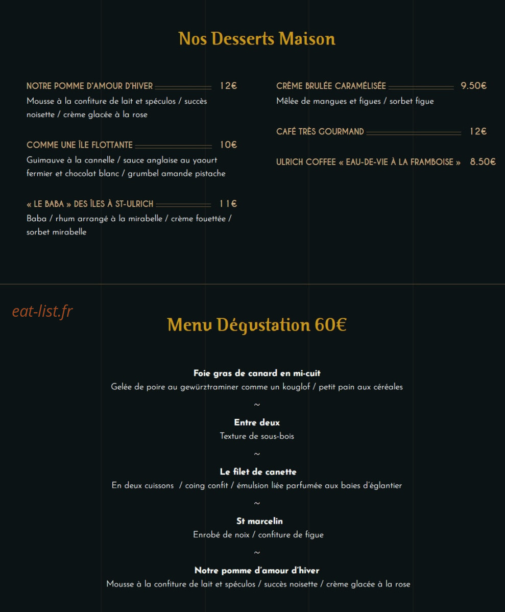 Auberge Saint Ulrich — carte page 3