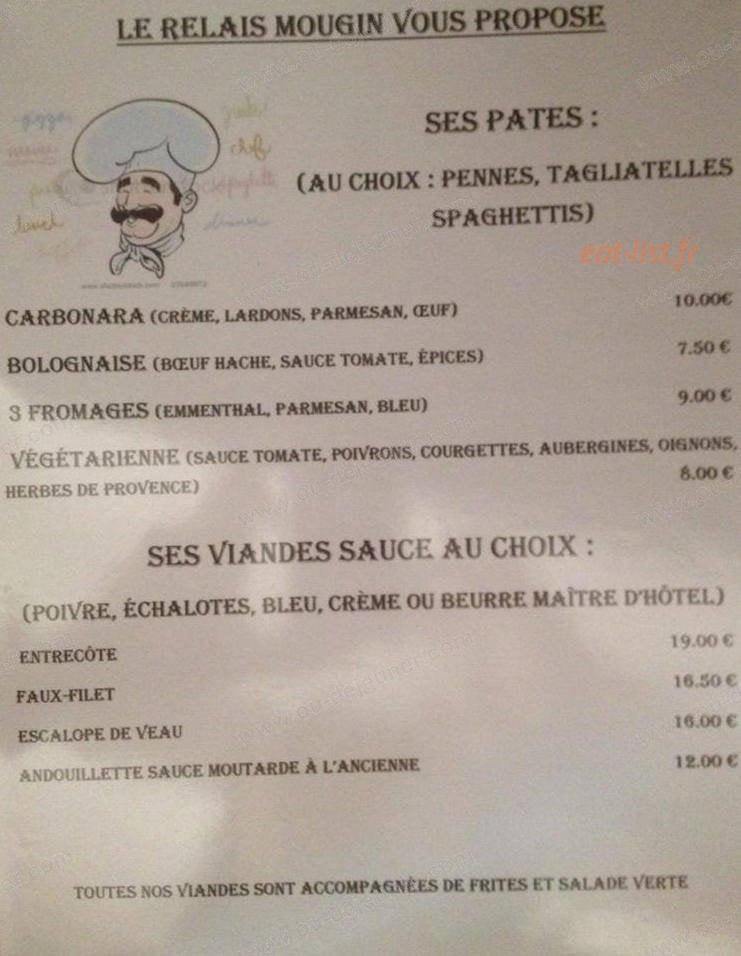 Le Relais Mougin — carte page 2
