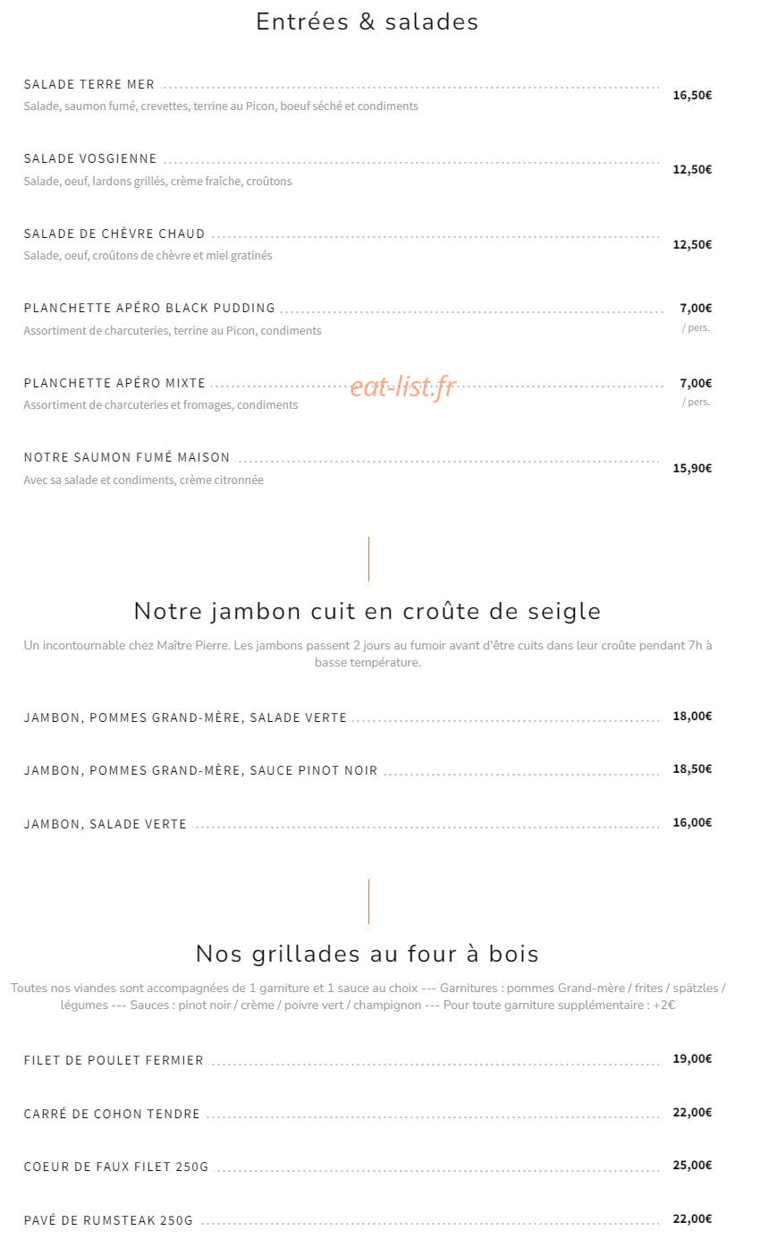 Bistro Maitre Pierre — carte page 2