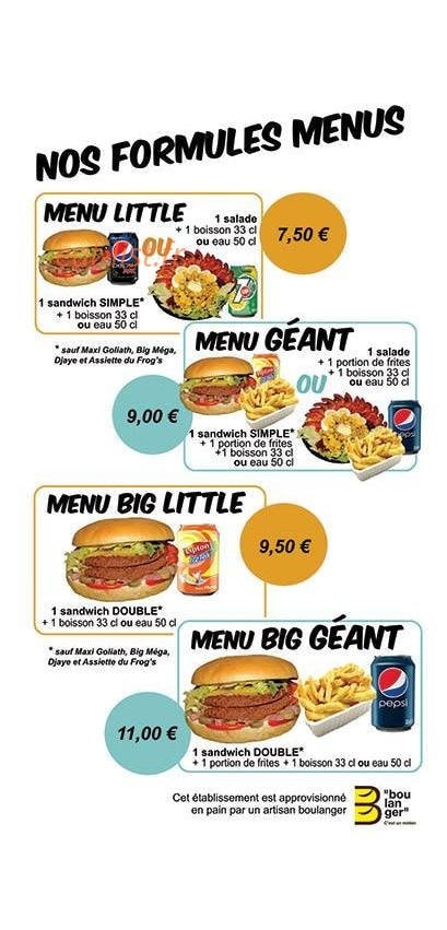 Frog's Burger — carte page 2