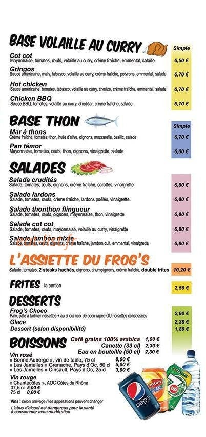 Frog's Burger — carte page 4