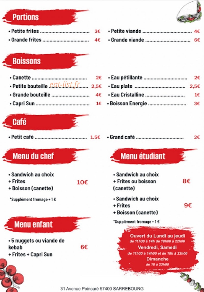 L’Atelier du Kebab — carte page 2