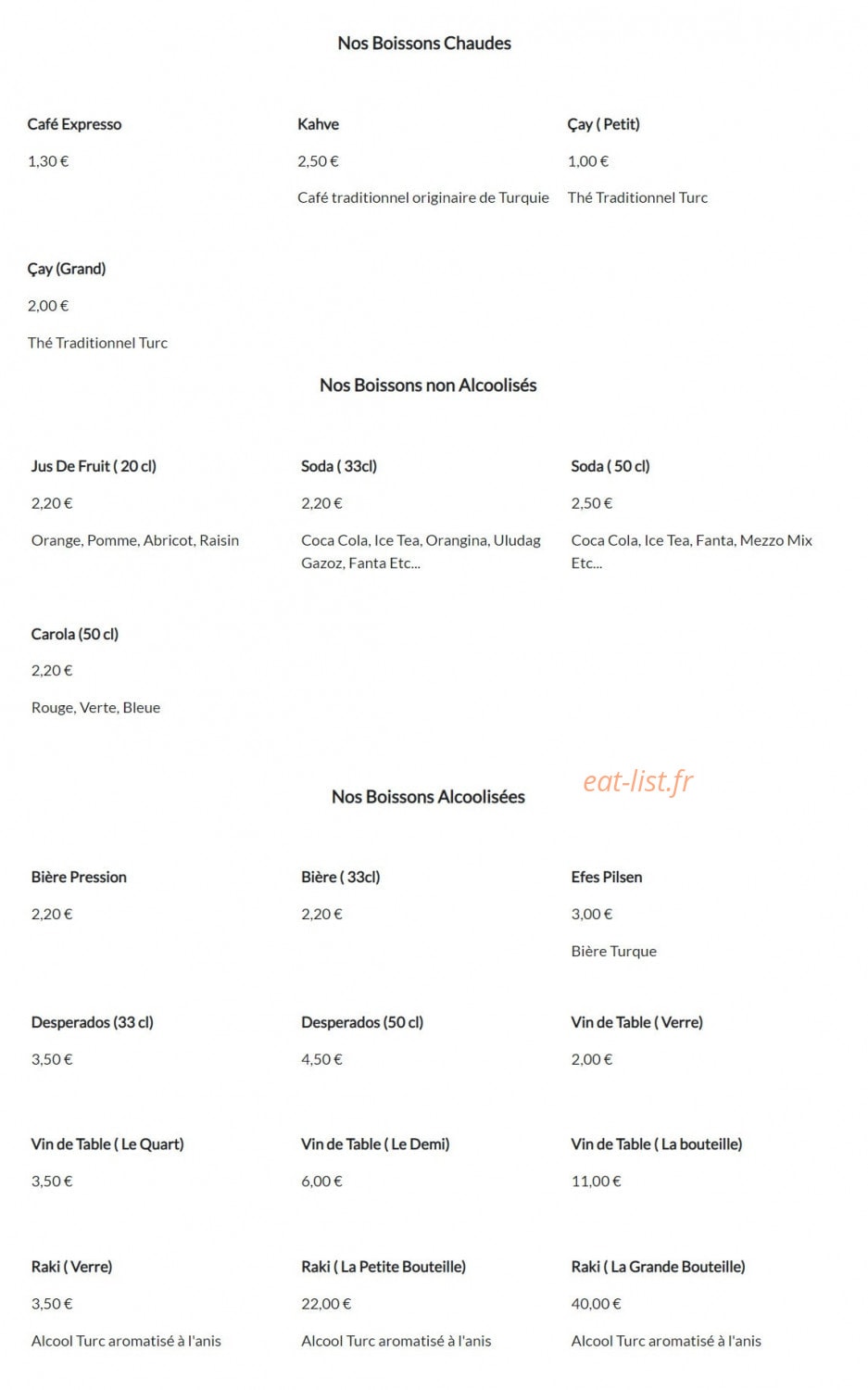 L'Orient Grill — carte page 3