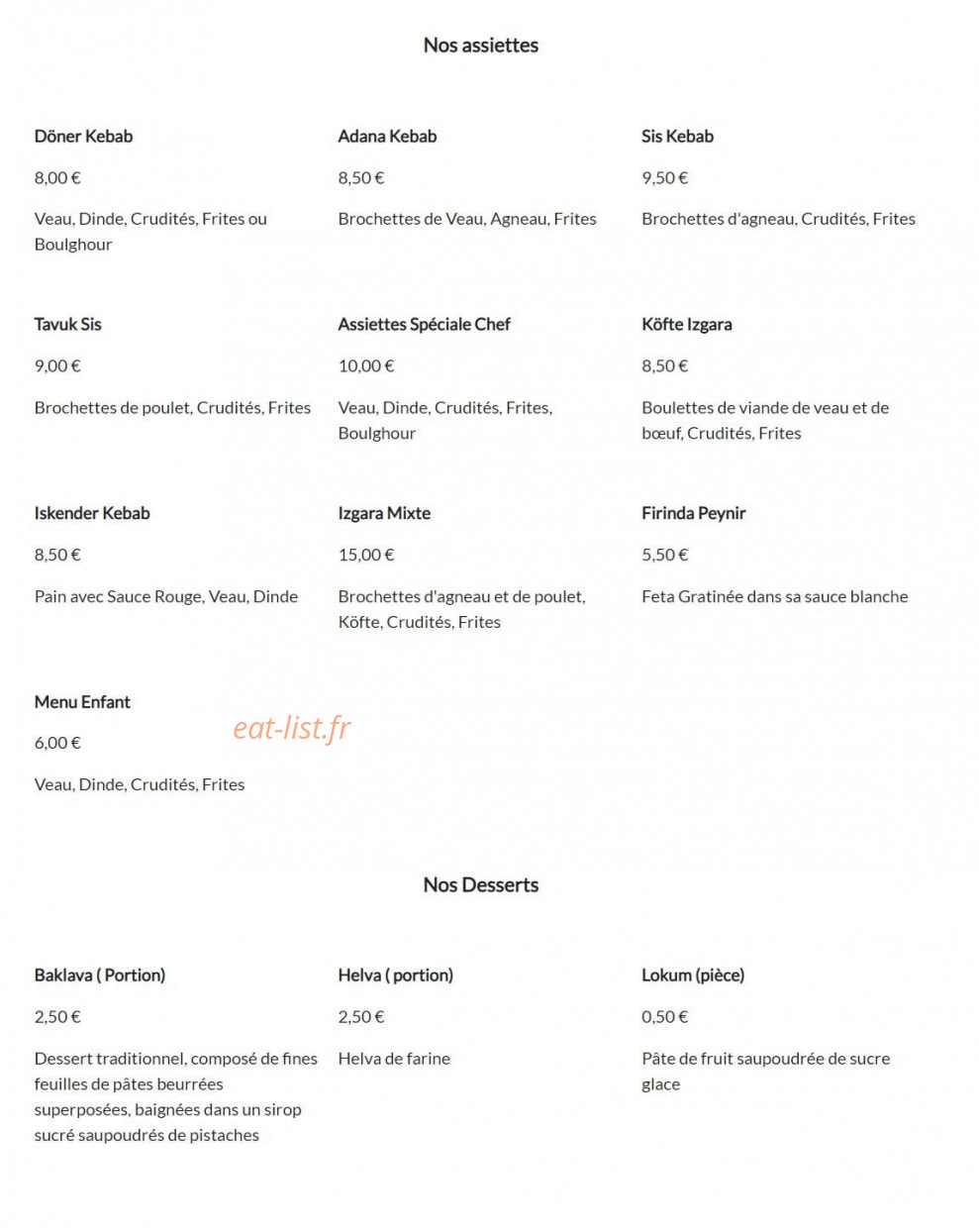 L'Orient Grill — carte page 2