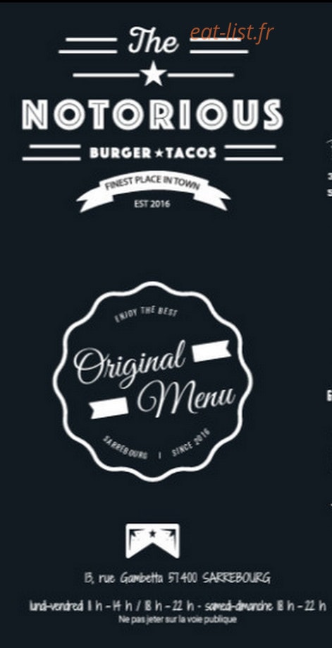 Notorious Food — carte page 1