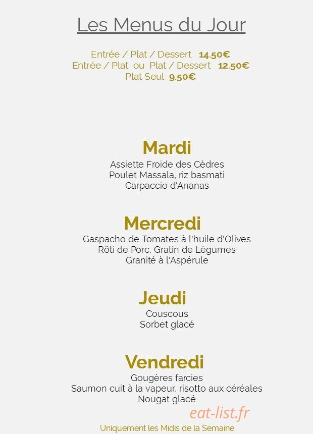 Restaurant Les Cèdres — carte page 3