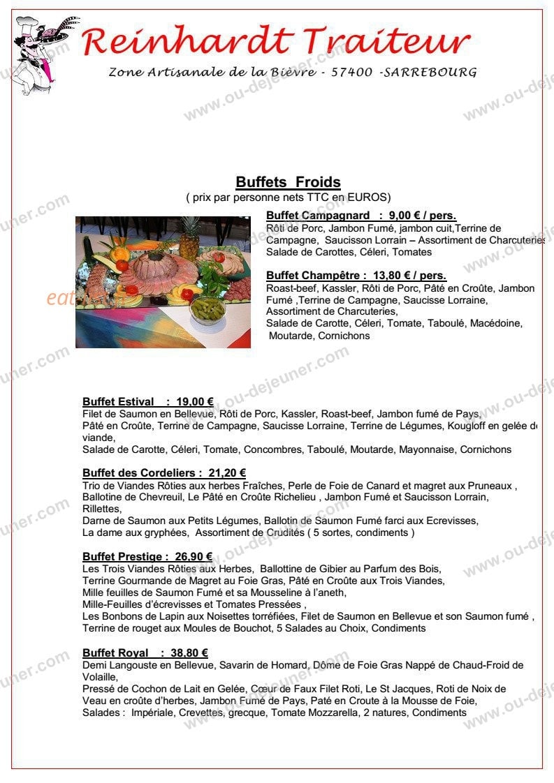 Restaurant Traiteur Reinhardt — carte page 3
