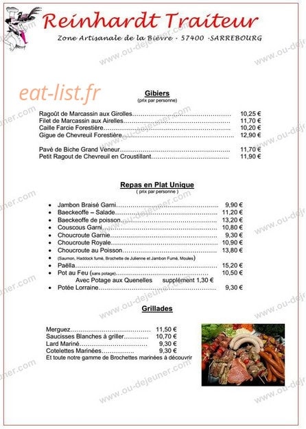 Restaurant Traiteur Reinhardt — carte page 7