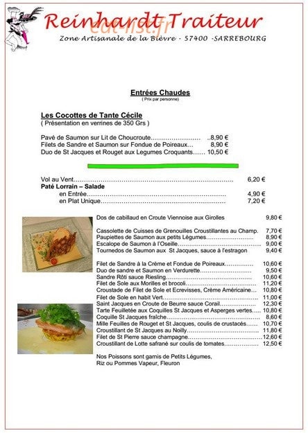 Restaurant Traiteur Reinhardt — carte page 5