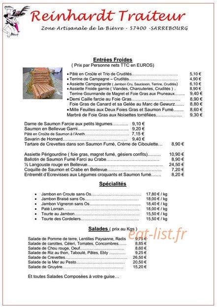 Restaurant Traiteur Reinhardt — carte page 4
