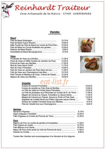 Restaurant Traiteur Reinhardt — carte page 6
