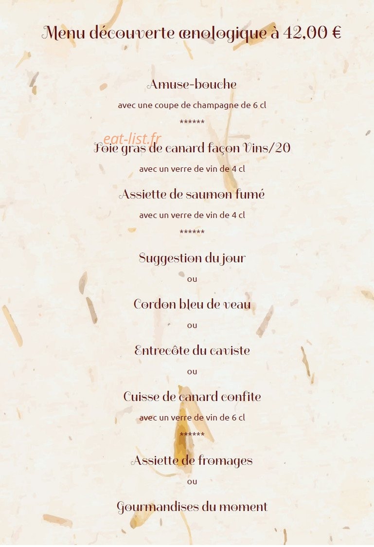 Vins Sur 20 — carte page 4