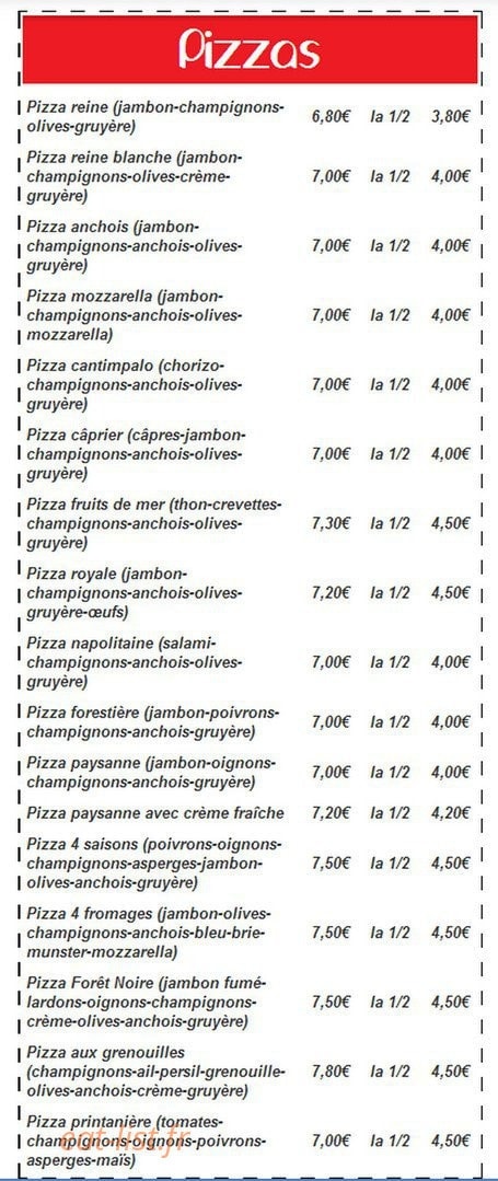 Café Restaurant du Coin — carte page 25