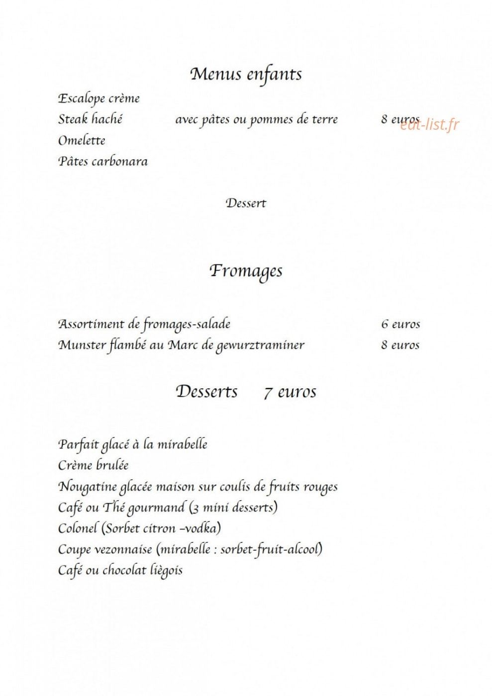 Auberge de Vezon — carte page 3