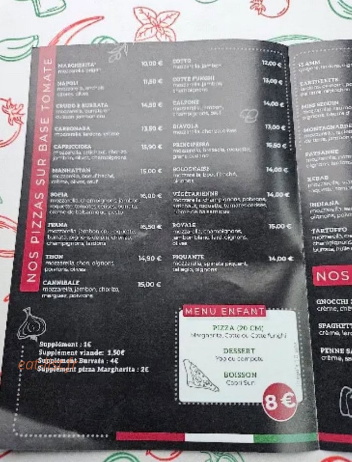 Carte et menu de Eat'alia à Verny — Pizza base tomate