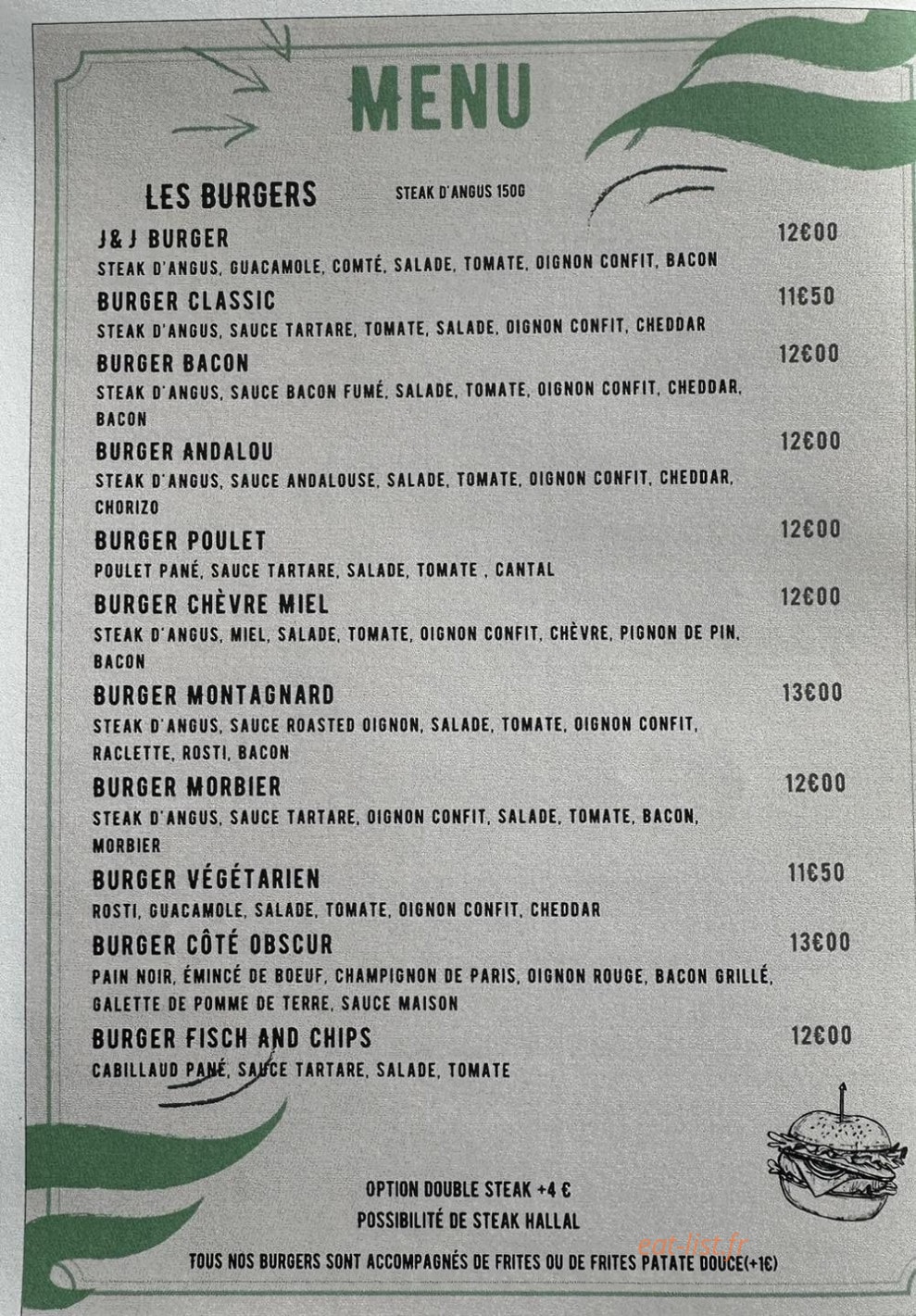 J&J Burger — carte page 2