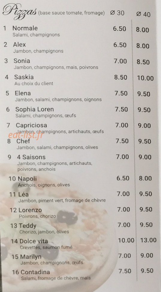 Calabria Pizzas — carte page 4