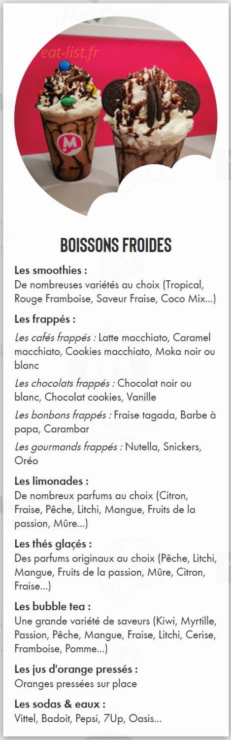 Miss Cookies — carte page 3