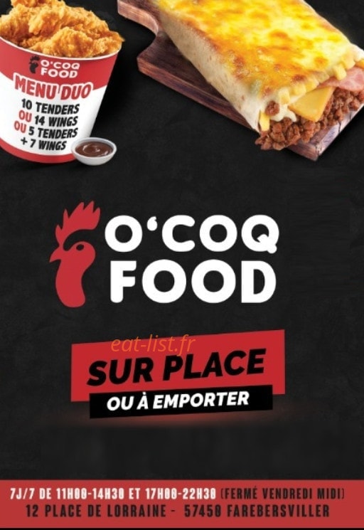Carte et menu Ocoq Food Farébersviller