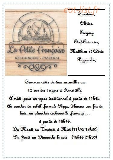Carte et menu de la petite francaise à Henriville — l'information