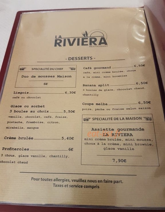 Restaurant Riviera Hombourg Haut Menu Et Photos