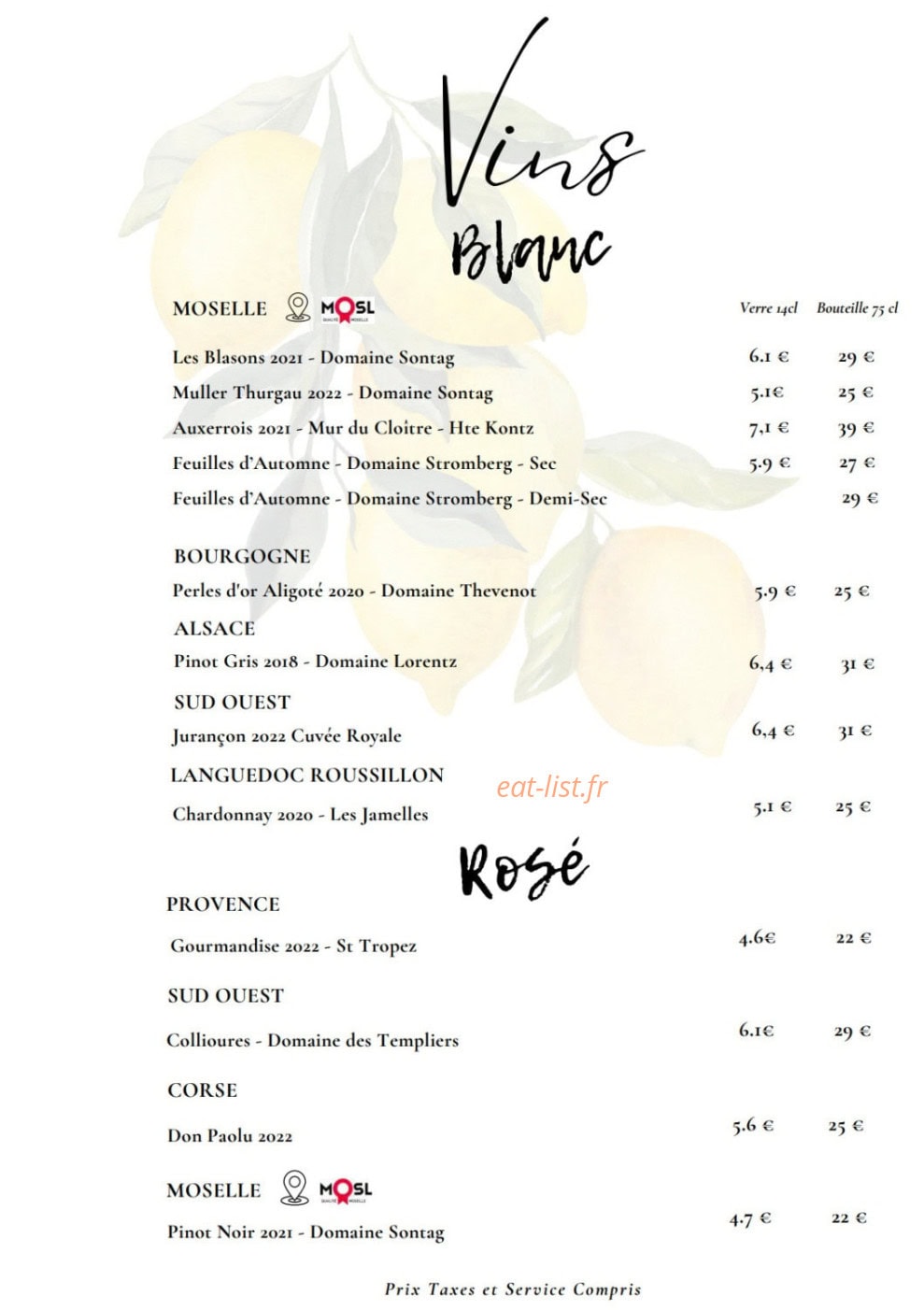 Relais Manderen — carte page 7
