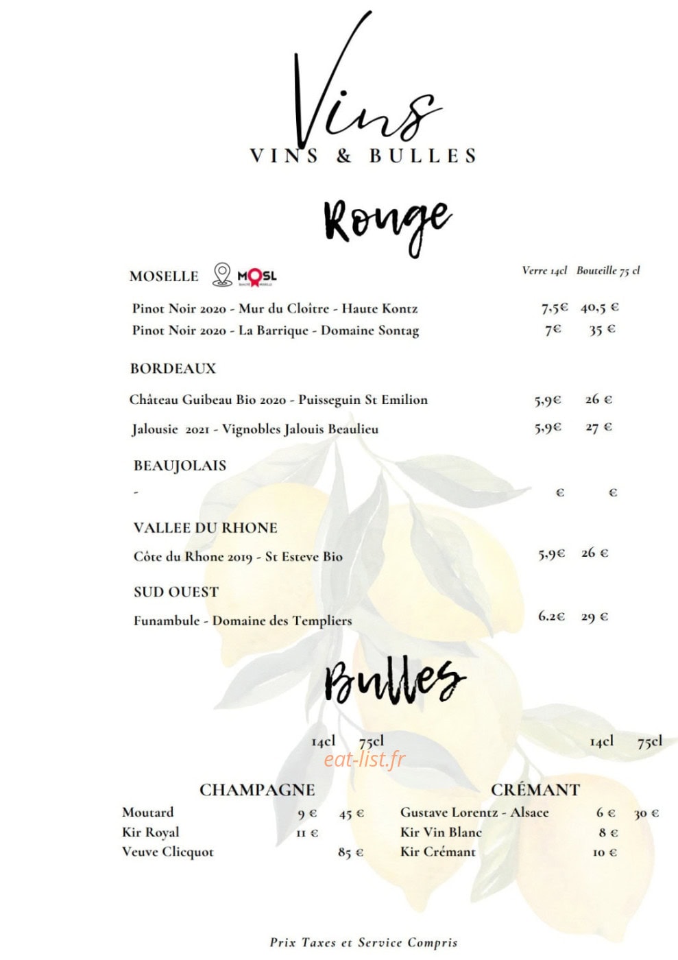 Relais Manderen — carte page 8