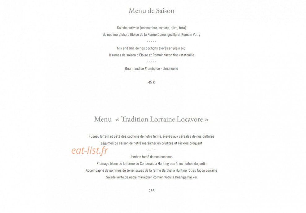 Auberge De La Klauss — carte page 1