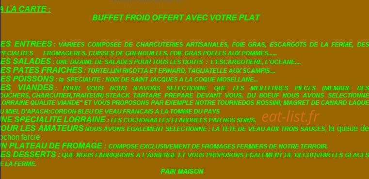 Auberge Saint Vincent — carte page 1