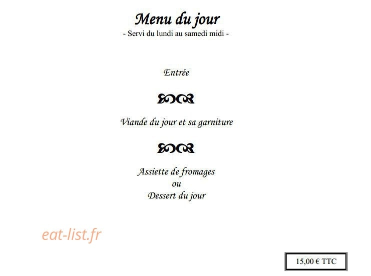 Carte et menu de La Vieille Porte à Sierck les Bains — Le menu du jour