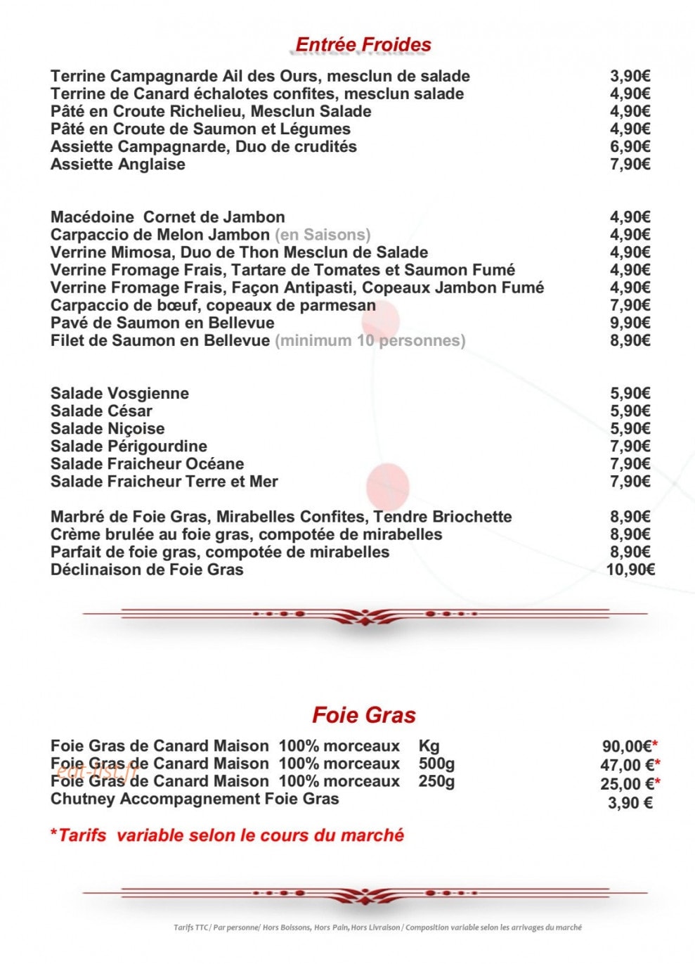 Cooking And Saveurs — carte page 2