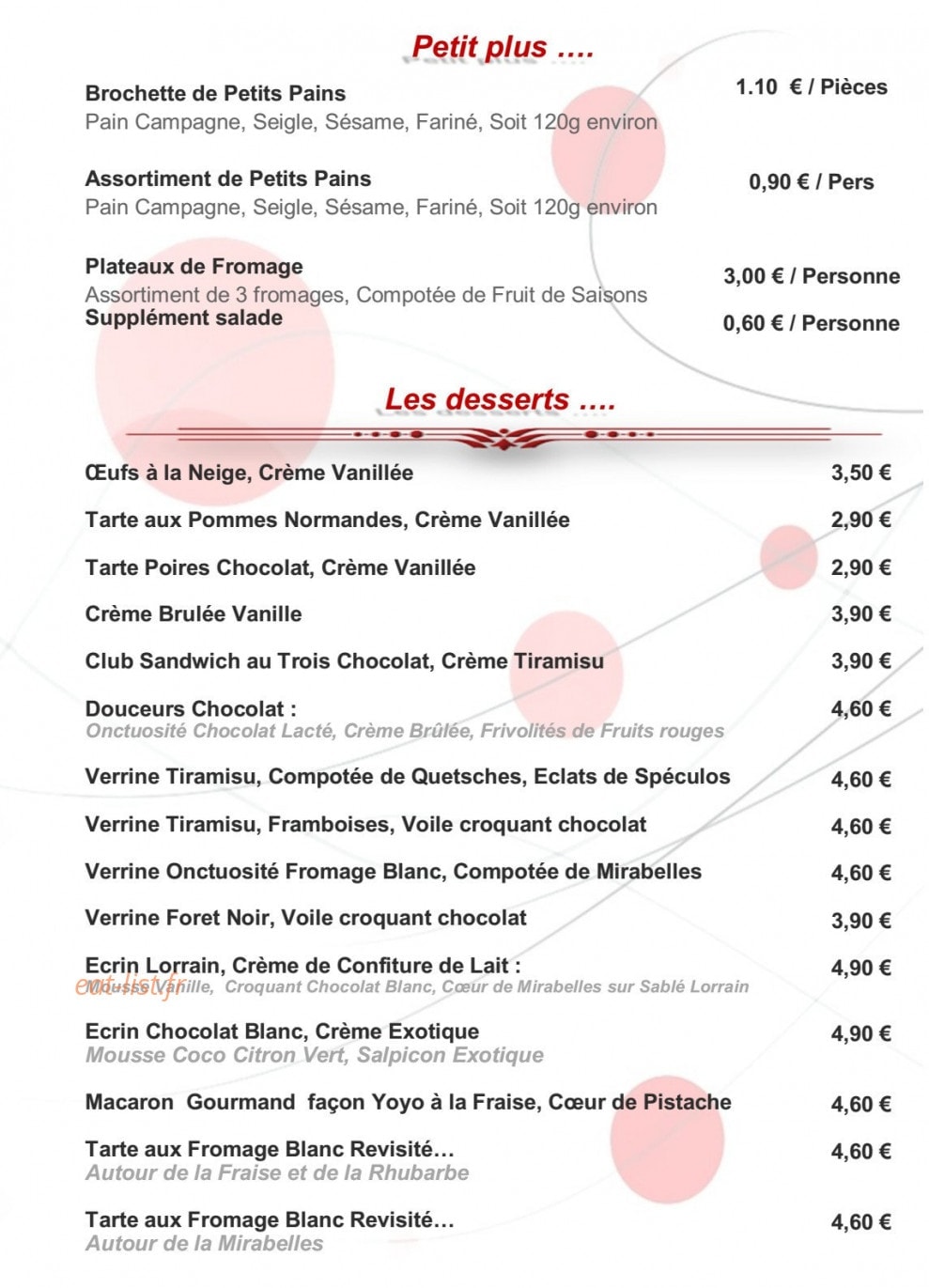Cooking And Saveurs — carte page 3