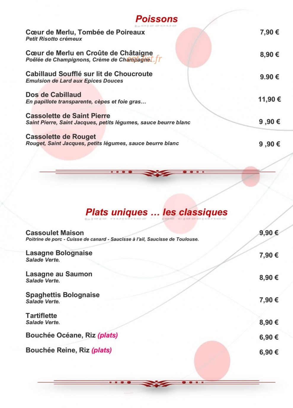Cooking And Saveurs — carte page 9