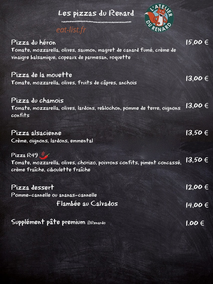 L'Atelier du Renard — carte page 4