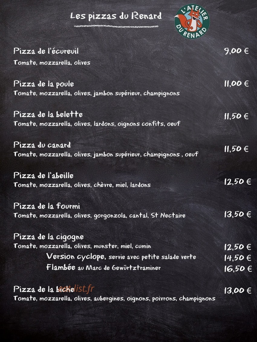 L'Atelier du Renard — carte page 2