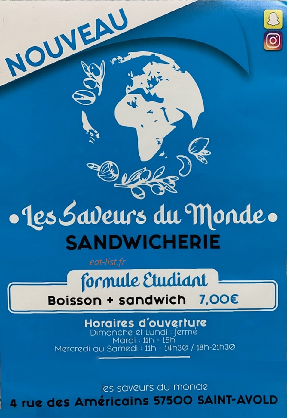 Les Saveurs du Monde — carte page 1