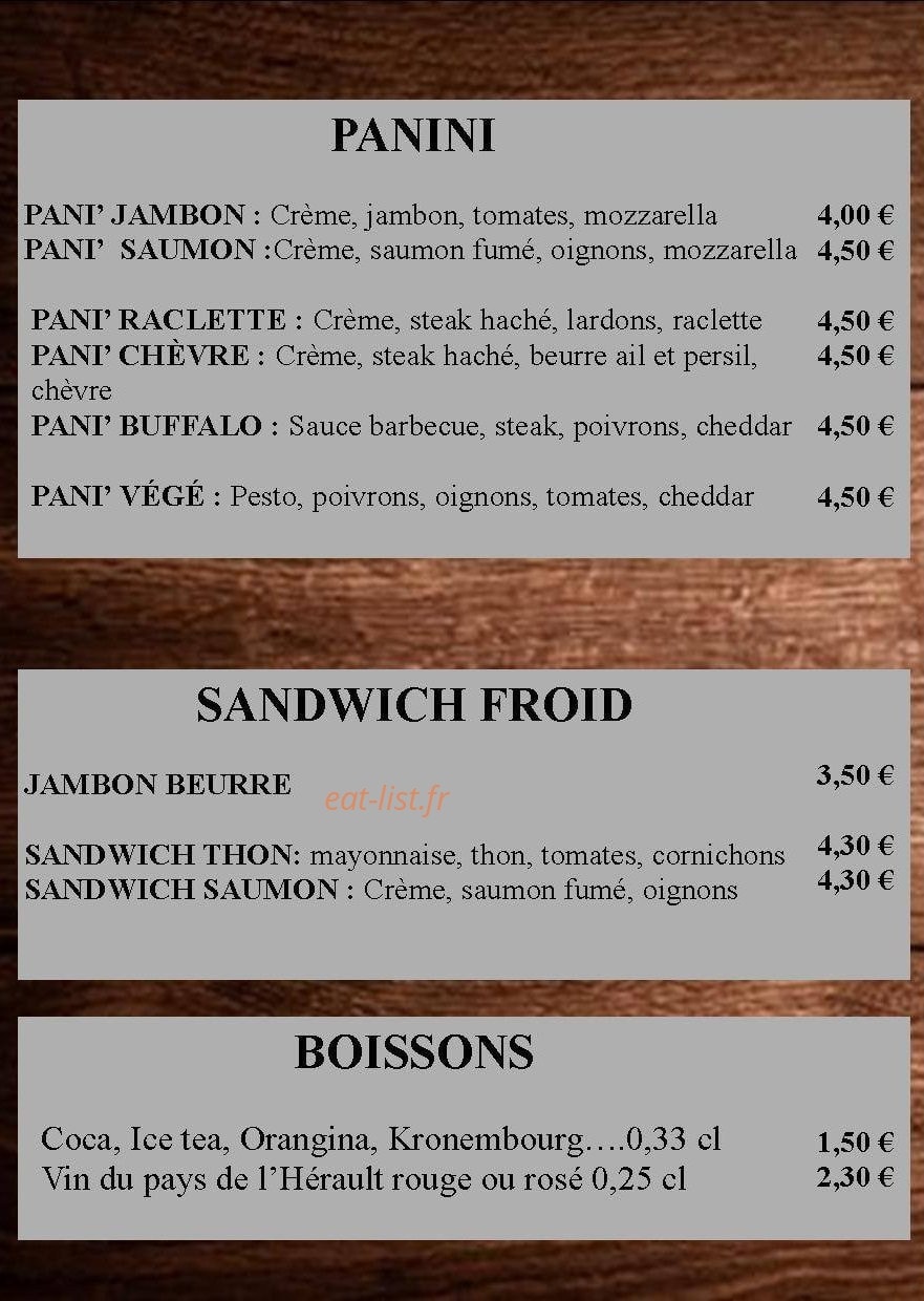 Pizza Express — carte page 1
