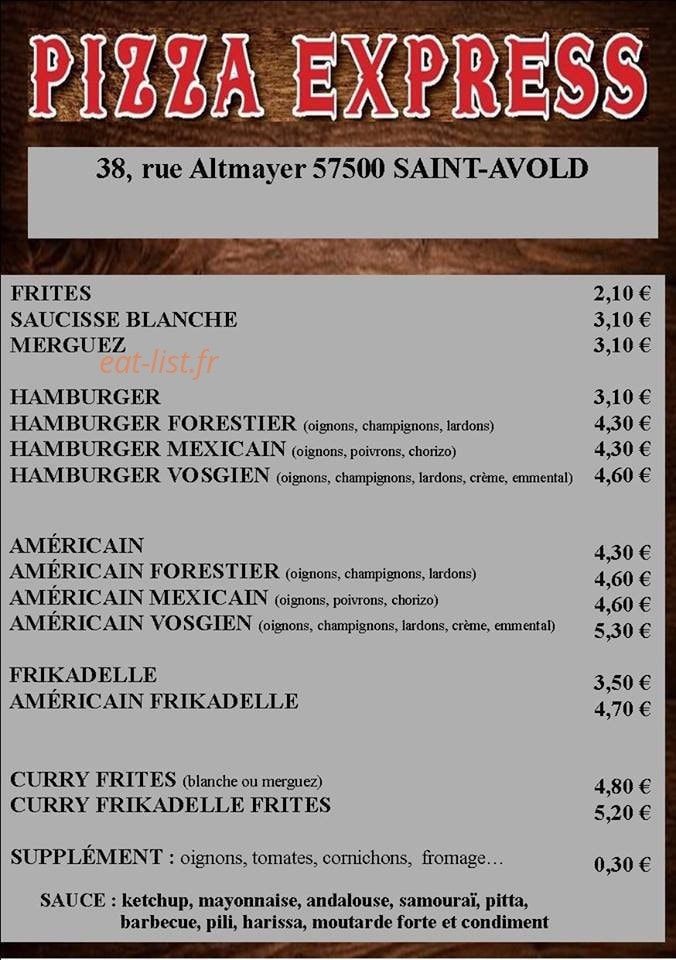 Pizza Express — carte page 2