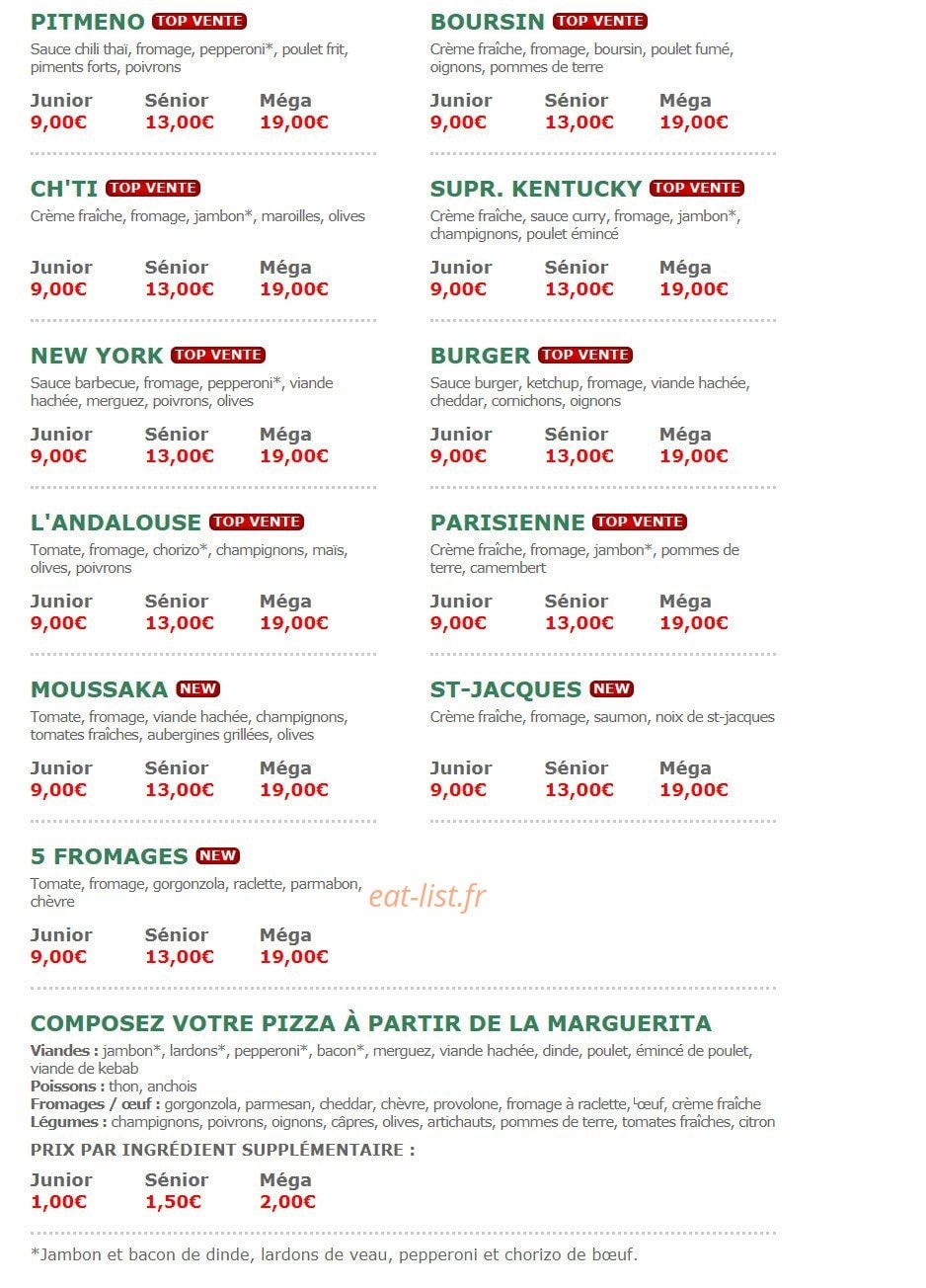 Pizza Tasty — carte page 3