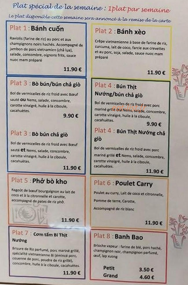 Restaurant Phô Ly — carte page 3