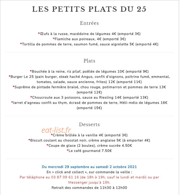 Le 25 Bistrot Chic — carte page 3