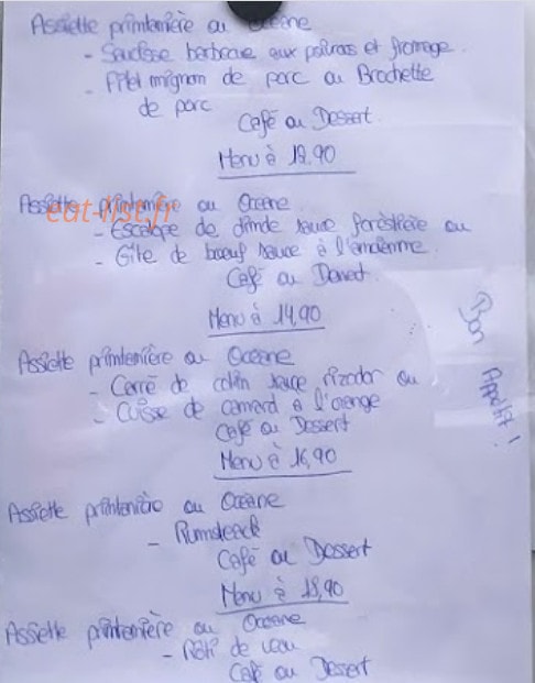 Le Relais Des Gourmands — carte page 1