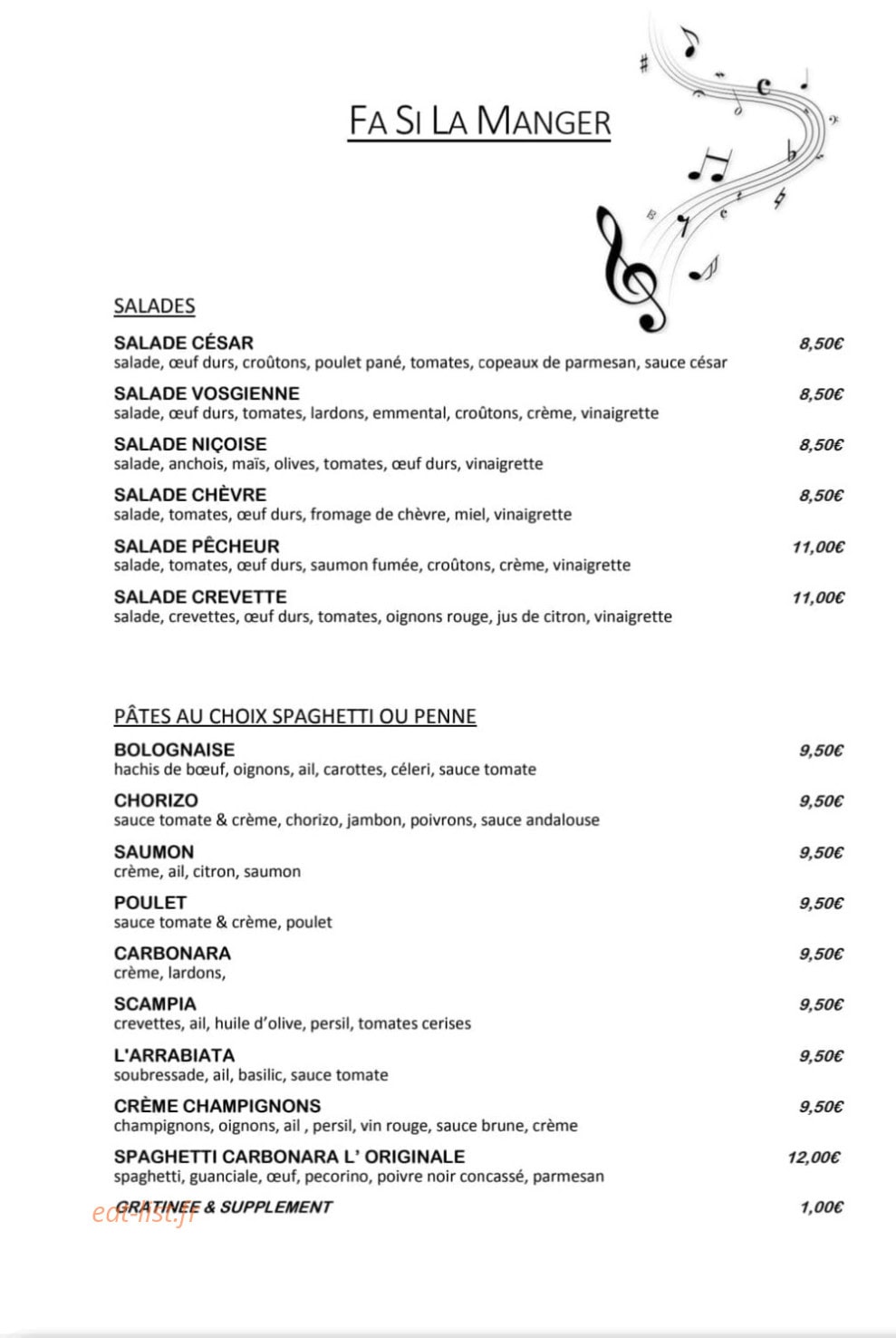 Fa Si La Manger — carte page 2