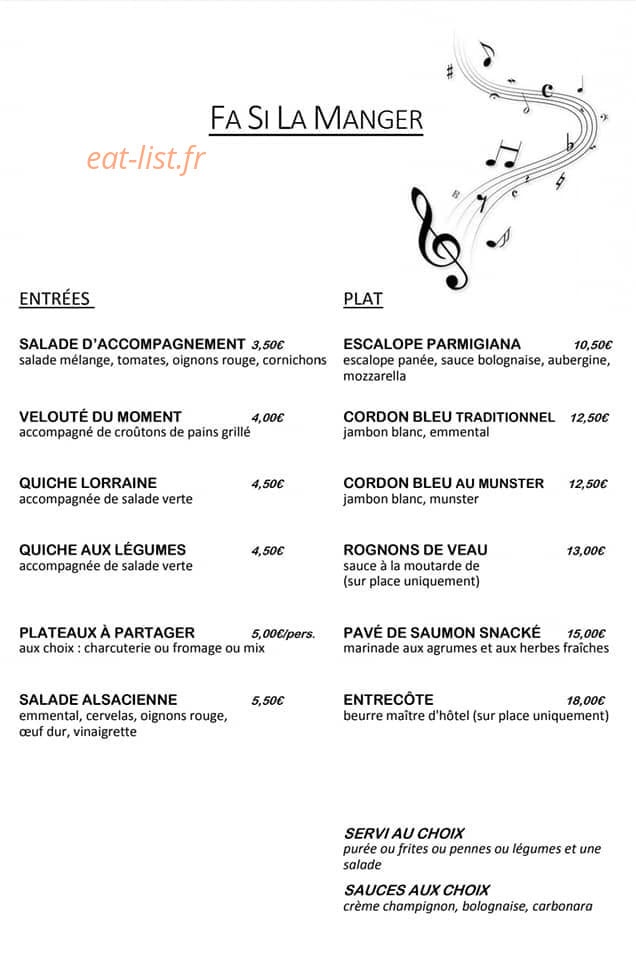 Fa Si La Manger — carte page 1