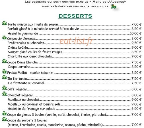La Petite Auberge De Colligny — carte page 5