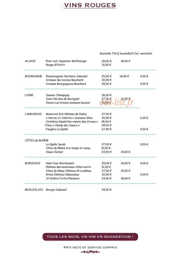 La Petite Auberge De Colligny — carte page 7