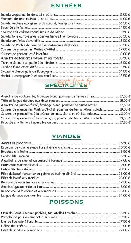 La Petite Auberge De Colligny — carte page 3